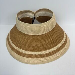 Magid Hats Straw Two-Tone Brown/Cream Striped Visor